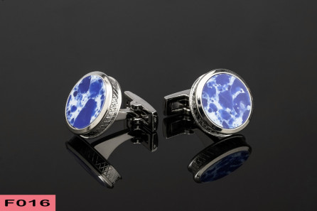 White and Blue Marble Cufflinks